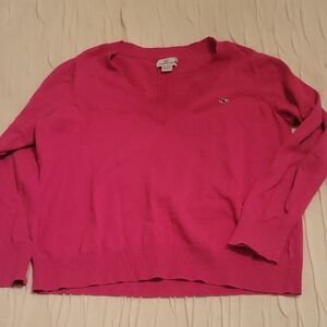Vineyard Vines V-Neck Sweater in Bright Pink
